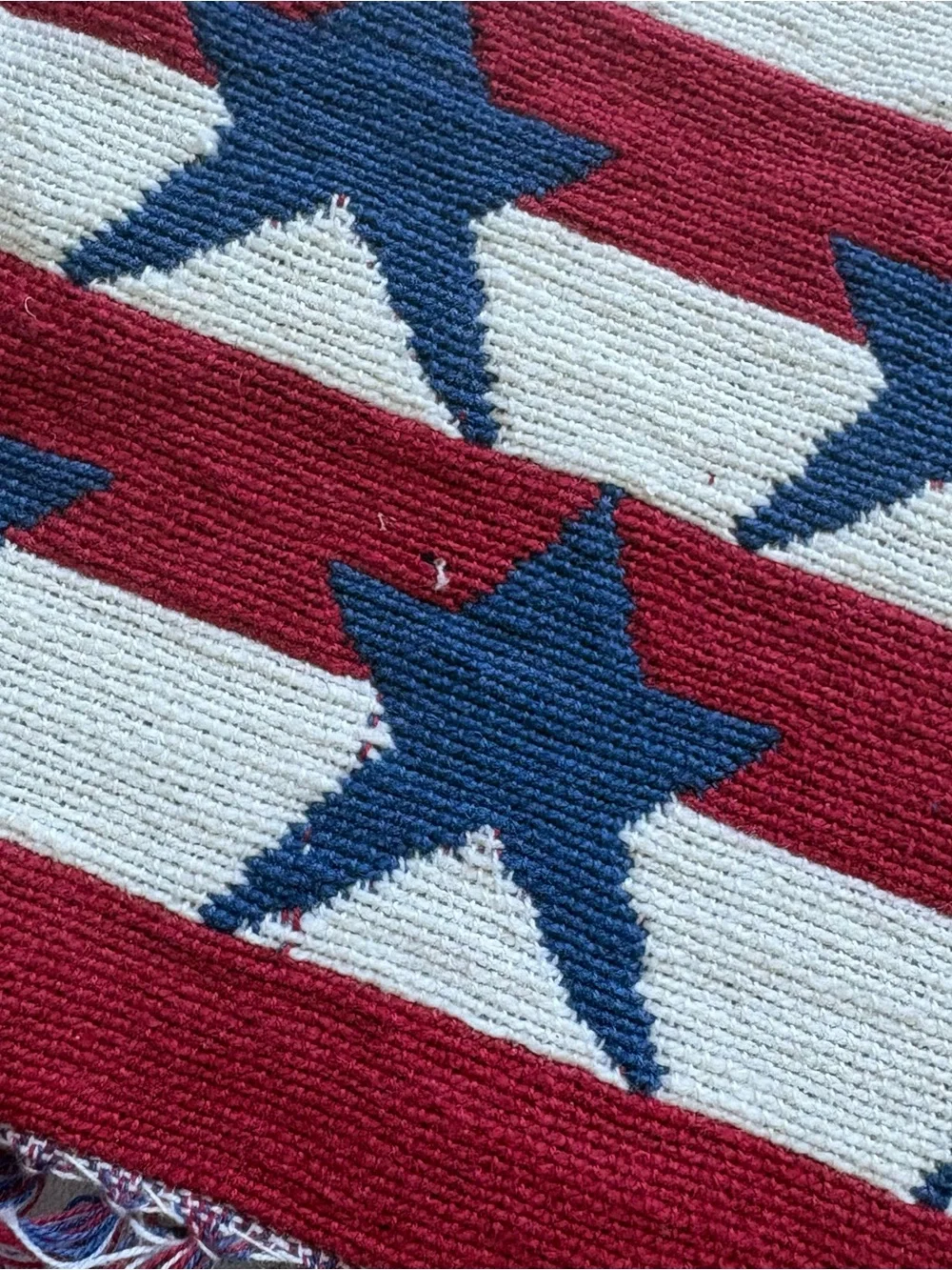 Stars & Stripes Patriotic Woven Table Runner Red White Blue 4th of July